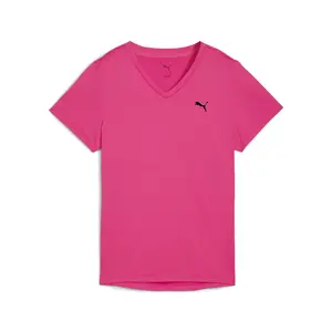 PUMA Womens Train All Day Essentials V-Neck Crew Neck Short Sleeve Casual Tops Casual - Pink