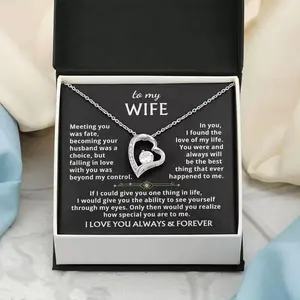 To My Beautiful Wife Necklace, Meeting you was fate Husband Necklace, Valentine's Day Gifts For Women, Anniversary Gift For Wife, Jewelry Message Card,Wife necklace