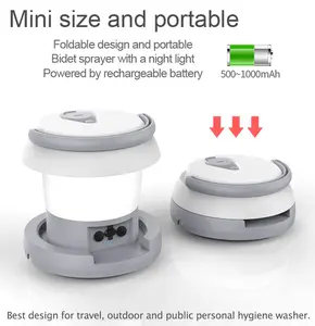 Muslim Electric Portable Bidet Sprayer Rechargeable with Light,1000mAh 1L Handheld Personal Bidet for Camping,Disability,Hospitals,Old People,Children,Hiking (hold water below 60°C (140°F)