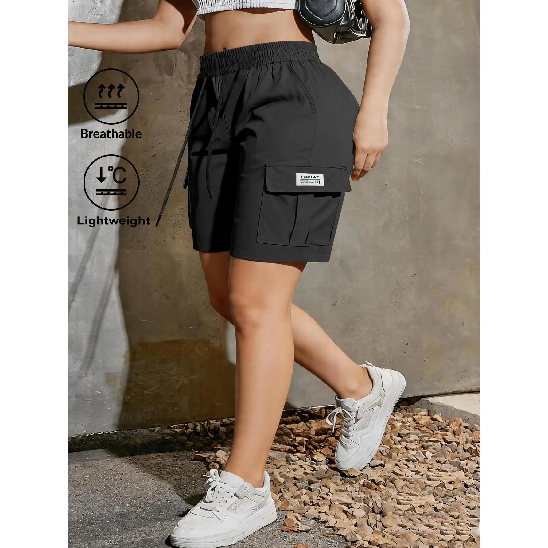 Women's Athletic Fitted Summer Sports Shorts - Elastic Waist with Drawstring, Printed Design, Breathable for Daily Wear & Outdoor Fitness, Athletic Fitted Women's Sports Shorts