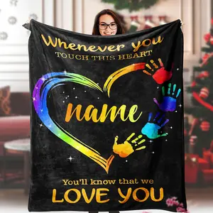 1 Custom Blanket with Name, Personalized Blanket, Nostalgia, Family Member Memorial Gift, Grandparents, Mom, Dad, Brother, Sister, Wife, Husband, Soft Flannel Blanket, Local Warehouse