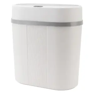 Bathroom Small Trash Can with Automatic Touchless Lid, 12L Smart Garbage Can Narrow Waterproof Trash Bin for Bedroom, Office, Living Room