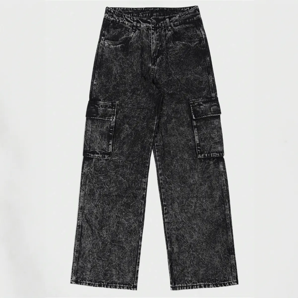 GINGTTO Men's Baggy Cargo Jeans Wide Leg Stretch Hip Hop Skateboard Denim Pants Streetwear