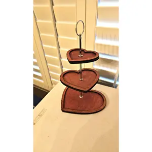 Heart Shaped 3 Tier Tray & Cupcake Stand – Pink or Red, Perfect for Valentine's Day Dessert Display