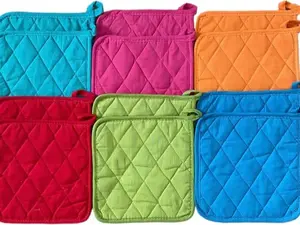 Soft Textiles 12 Piece Machine Washable 8 x 8 Multiple Color Pot Holder Set Made of 100% Cotton