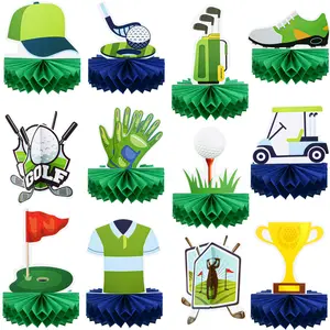 12-Piece Golf Party Honeycomb Centerpieces - Table & Cake Toppers for Birthday & Sports Theme Decor