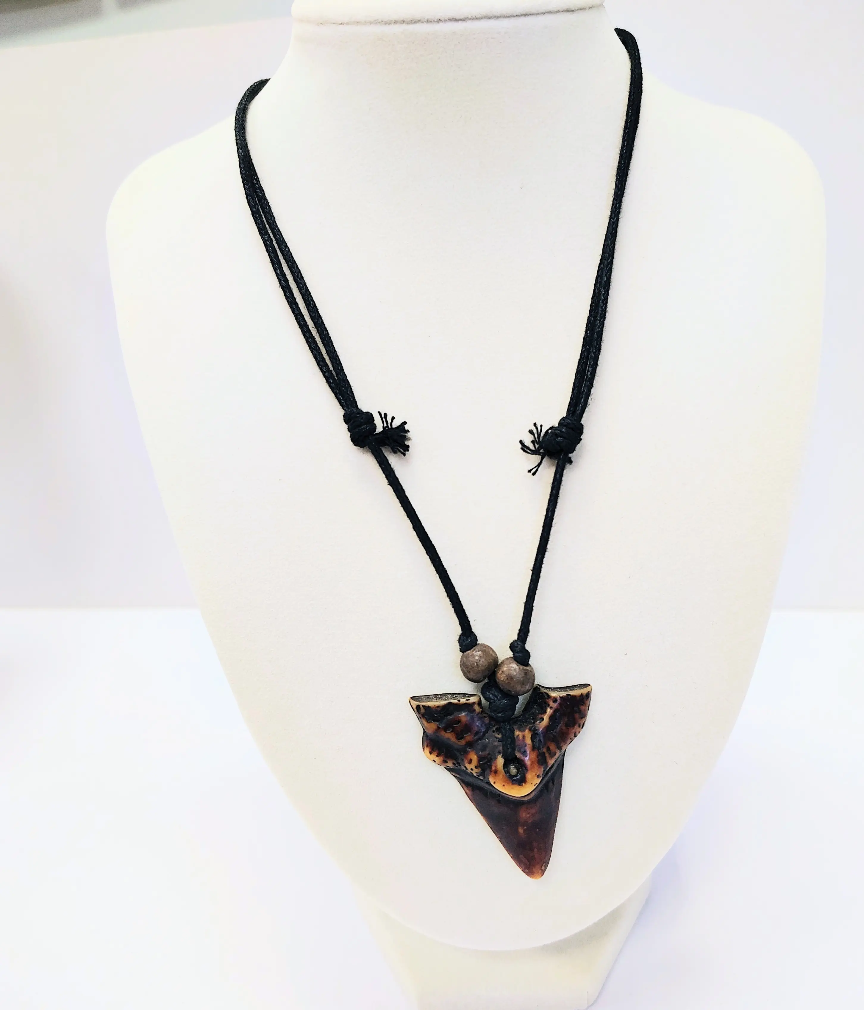 Brown Adjustable shark tooth necklace for men