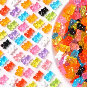 Random Color Gummy Bear Charms Beads Charms, 100pcs Resin Flatback Bear Decoration, Suitable for Slime, Nails, DIY Craft Scrapbooking, Phone Case, Stationery Box