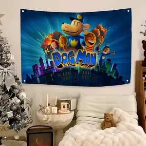 DOG MAN Anime Flags Flag - Ultra Soft Skin-Friendly Machine Washable Fade Resistant Banner | HD Print Lightweight Durable Outdoor Indoor Garden Flag