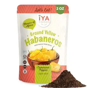Iya Foods African Yellow Habaneros 2 ounces, Kosher Certified, No Preservatives, No Added Color, No Additives, No MSG ( Yellow Pepper)
