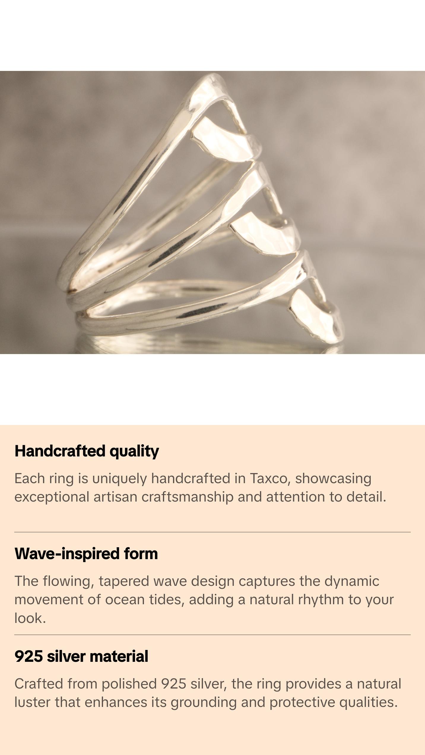 Tidal Grace - Over 6 Grams Of 925 Sterling Silver Tapered Wave Ring