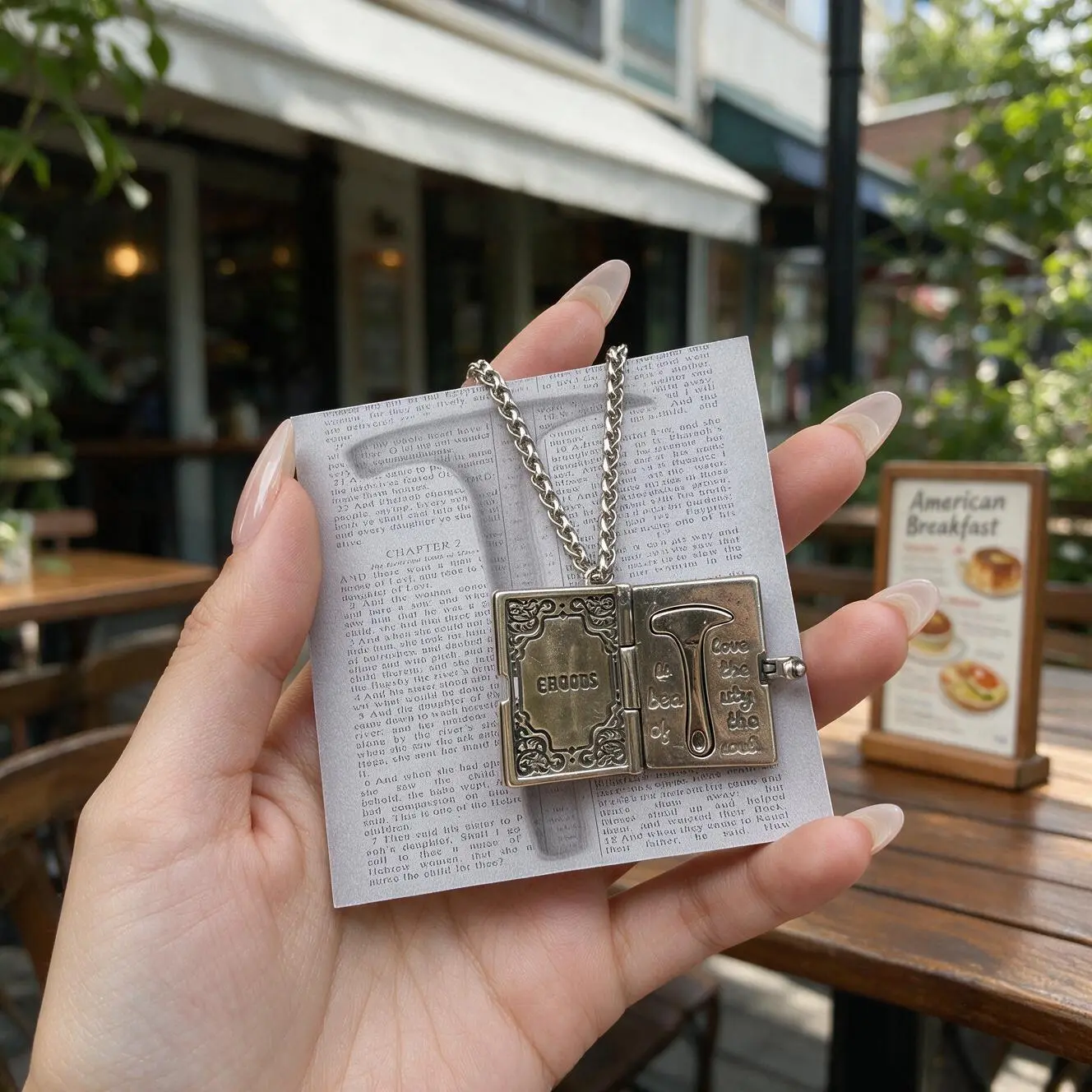 Hidden Hammer Bible Locket Necklace – Hidden Redemption Bible Locket Necklace Vintage Silver Holy Bible Pendant, Movie-Inspired Secret Book Jewelry Gift