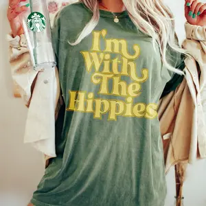 I'm with the Hippies Tee, Peace T-Shirt, Hippie Tee Vintage Inspired  Cotton T-shirt, Unisex Tee, T-shirt, Oversized Tee N9P