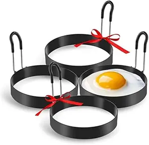 Eggs Rings, 4 Pack Stainless Steel Egg Cooking Rings, Pancake Mold for frying Eggs and Omelet Kitchen Utensils