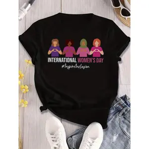 International Womens Day Inspire Inclusion Graphic Tee Unisex Casual Crewneck Short Sleeve Shirt Soft Comfy Streetwear Top For March Event Gift