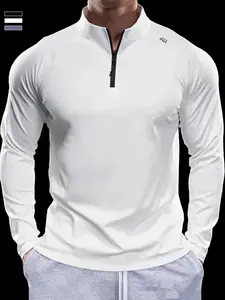 Men's Lightweight Half-Zip Pullover with Fleece Lining, Warm & Breathable, Casual Fit for Gym & Outdoor Activities, Athletic Sports Clothing