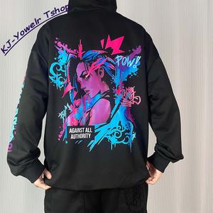 Arcane Jinx Hoodie With Pockets Anime Men'S And Women'S Sportswear, Long Sleeved Pullover Top Pullover Tops