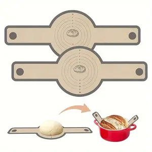 2-Pack Dutch Oven Silicone Bread Lifter, Non-Stick, Easy Clean, Reusable Silicone Baking Mat with Long Handle, Ideal for Yeast Bread Transfer