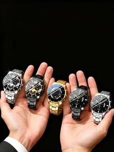 Men's Geneva Business Quartz Watch Set, Stainless Steel Strap, Multifunctional Date Display, Casual Watch, Perfect Gift for Work, Christmas, Birthday