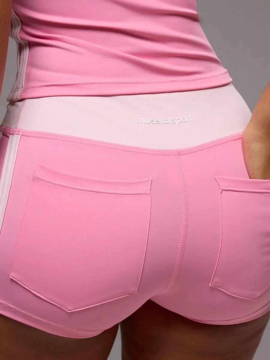 SLAYAURA Sport Contrast Micro Mini Active Shorts Only Sport Workout Gym Pilates Fitness Daily Girly Casual Hot Sweat Summer