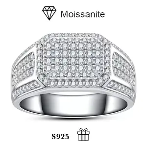 Unique Hip Hop S925 Half Circle Moissanite Ring for Men's High-End Style