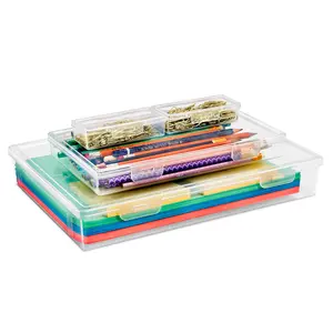 Sorbus Paper and Document Storage Box Set - 4 Stackable Pieces for Office and Craft Supplies - Great Organiser