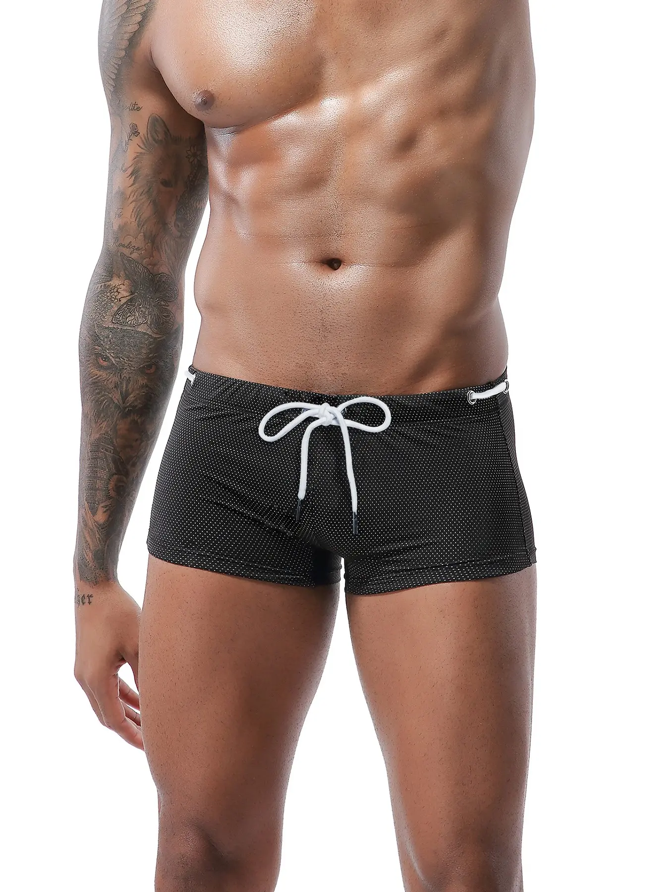 1Pc Men's Solid Boxer Briefs, Bikini Style Slim Quick Dry, High Elastic Fabric, Adjustable Drawstring Design, Fashion Swim Trunks, Swim Shorts for Beach, Pool Party & Vacation Wear, Swimming Shorts