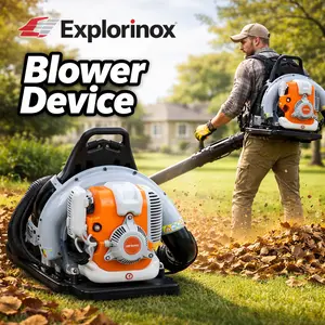 Explorinox 76.5cc 4-Stroke Backpack Gas Leaf Blower, Low Noise Quick Start Gas Powered Snow Leaf Blower, 76.5cc 4-Stroke High-Velocity Leaf Blower for Yard Garden