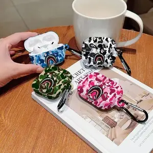 Trendy "Shark Mouth" Camo Streetwear AirPods Case | Glossy Hypebeast Ape Style | Shockproof Hard Cover for AirPods 1/2/3/4 & Pro