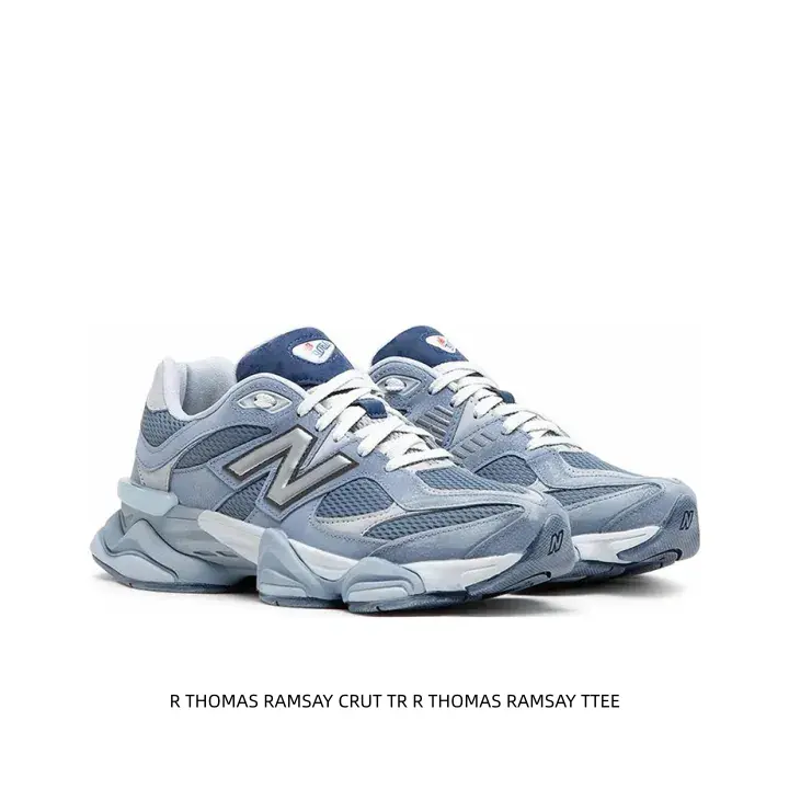 Vintage Sky Blue Off White Sport Trainers Matte Smooth Suede Hollow Air Mesh Multi-Segment Shock Absorbing Midsole Non-Slip Light Rubber Outsole