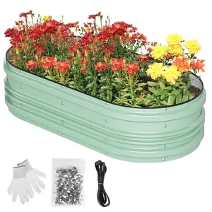 #JumpstartSale WORKPRO 4x2x1ft Galvanized Raised Garden Bed Set, Rust & Corrosion Protection, Easy Assembly, Safe Edge, Ideal for Vegetables & Flowers