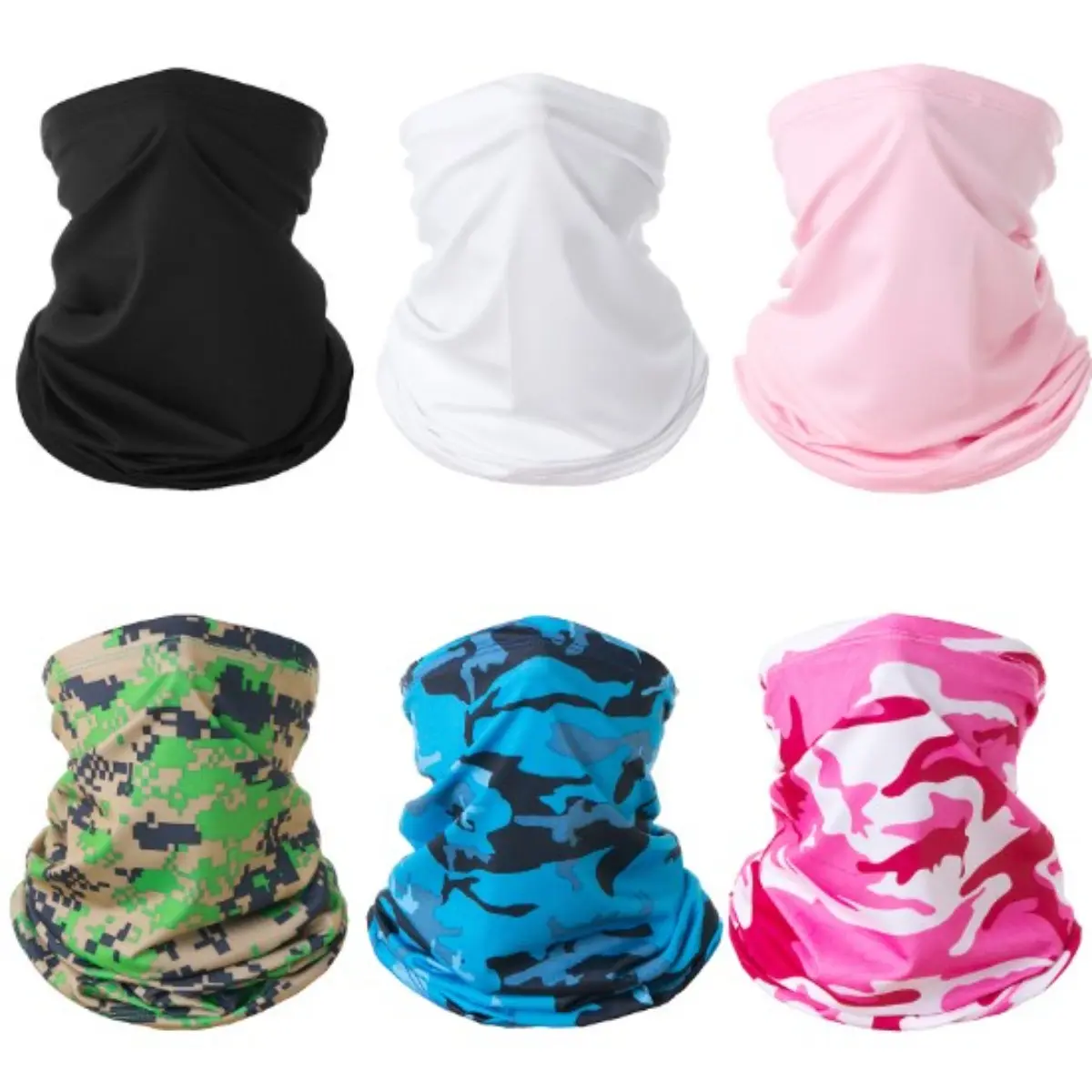 4 6 12 Pack Multifunctional Neck Gaiter Ice Silk Face Cover UV Sun Protection Cooling for Men Women Cycling Running Hiking Fishing Travel Balaclava