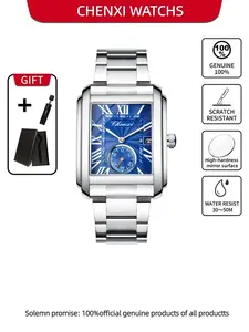 Morning Glow Simple and Dignified Men's Watch Waterproof Calendar Stainless Steel Quartz Watch Durable Accurate Youthful Wristwatch Perfect for Parties and Afternoon Tea Outfits