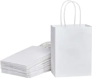 50 count 6" Mini Goodie Bags Small White  Bags with Handle for Party Favor Bags(White)