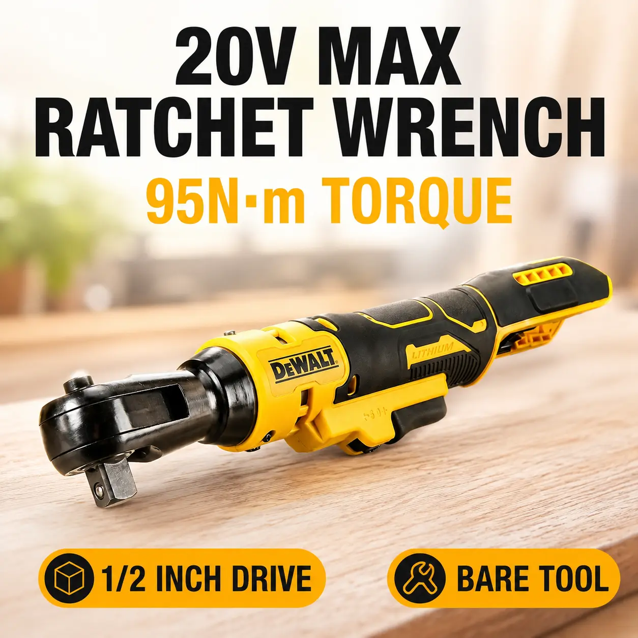 DEWALT DCF512 Brushless Right-Angle Ratchet Wrench - Battery-Powered, Variable Speed, LED Light, Ideal for Detailed Tasks, Tight Spaces, Brushless Technology