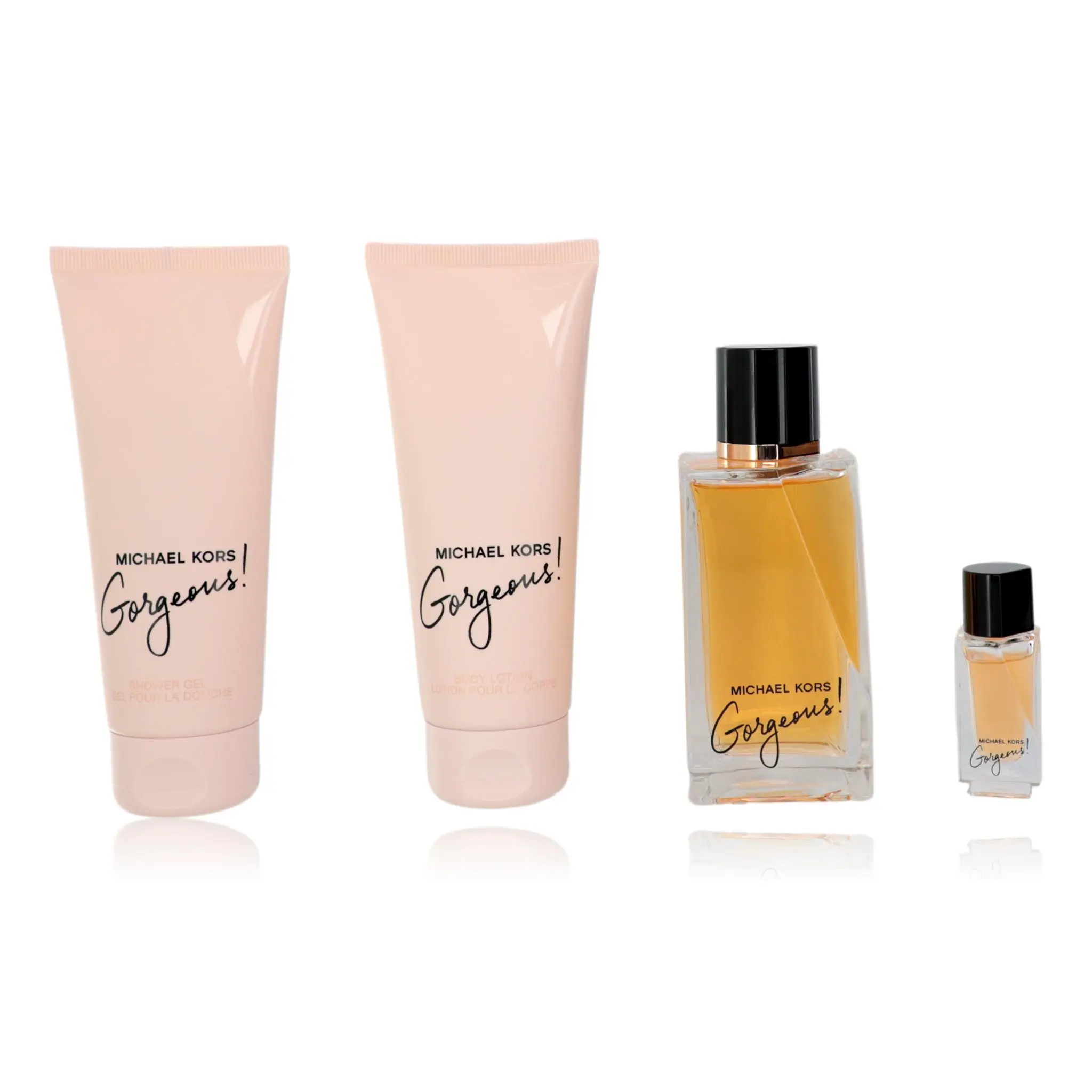 Gorgeous by Michael Kors for Women - 4 Pc Gift Set 3.4oz EDP Spray, 0.17oz EDP Spray, 3.4oz Body Lotion, 3.4oz Shower Gel