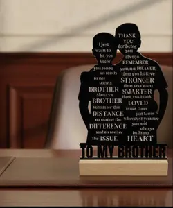 Brother Gifts From Brother to My Brother Gifts for Best Brother for Birthdays Christmas Fathers Day Lightweight Acrylic Plaque Sign with Wood Stand Table, Shelf or Desk Decoration Family