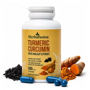 Herbafusion Turmeric Curcumin + Shilajit Capsules 500mg | 60 Count | Anti-Inflammatory Joint Support, Energy Boost & Metabolism | Pure Freeze-Dried Shilajit Extract | Natural Herbal Supplement Adults