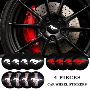 Ford Mustang Wheel Center Sticker Emblem Decal with Car Logo Decoration, Fits Mustang Gt Bullitt Shelby, Custom Accessories Vehicle
