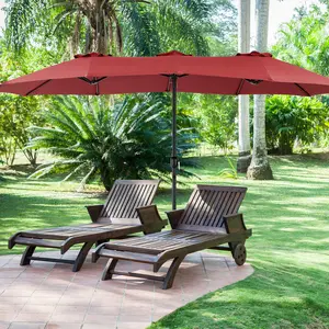 15ft Large Patio Umbrella with Base Included, Rectangle Table Umbrella Outdoor Patio, Outside Umbrellas for Deck, Market, Backyard