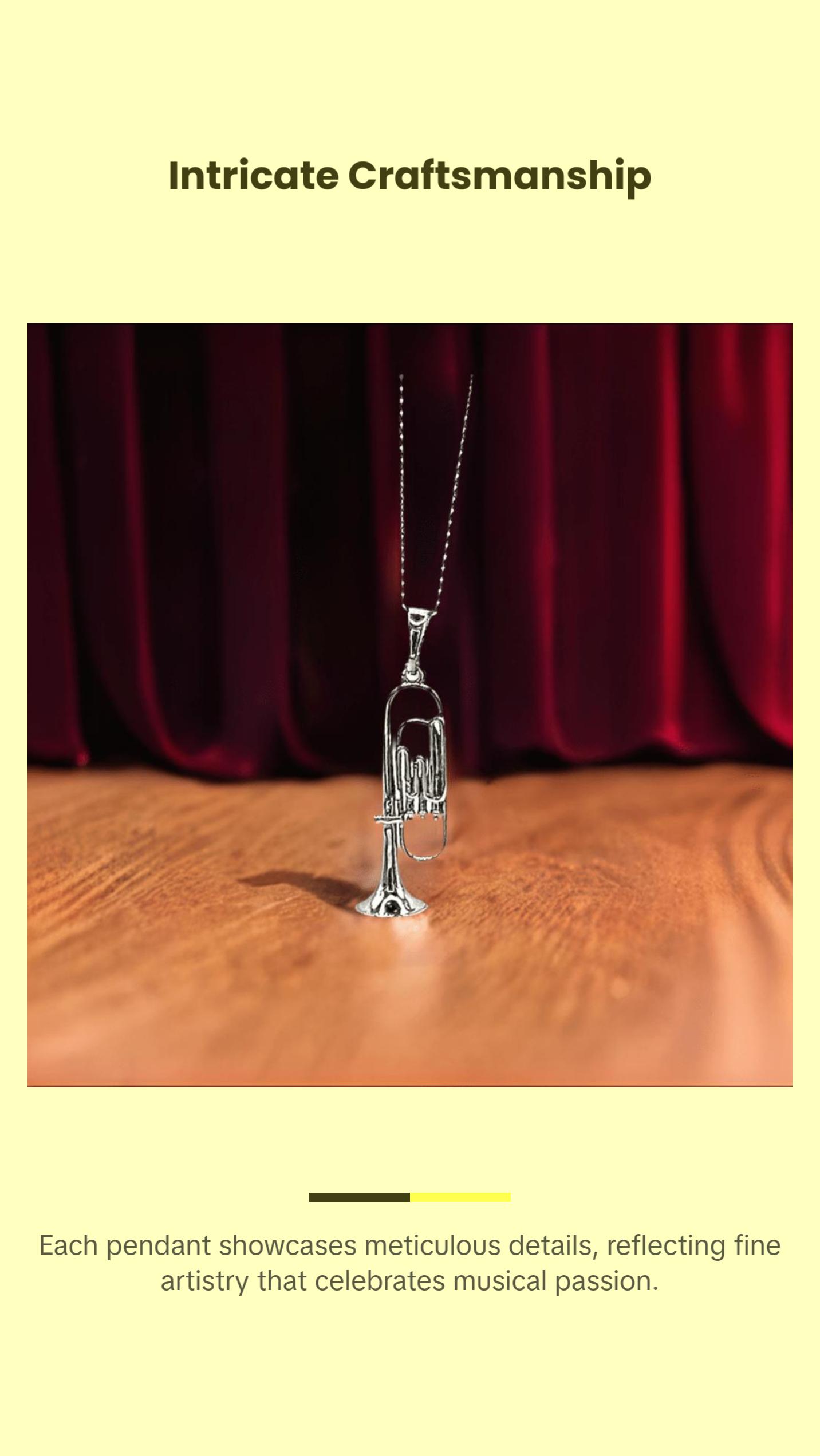 Trumpet Necklace with Chain and Pendant Featuring Trumpet Design