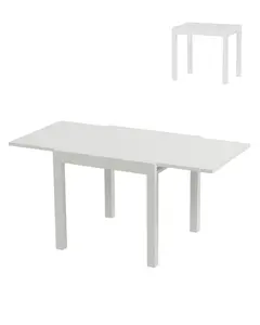 GAOMON Expandable Patio Table, 31"-63" Retractable Outdoor Dining Table Set, Suitable for 4-6 People, Aluminum Frame, Wood Grain Design,White