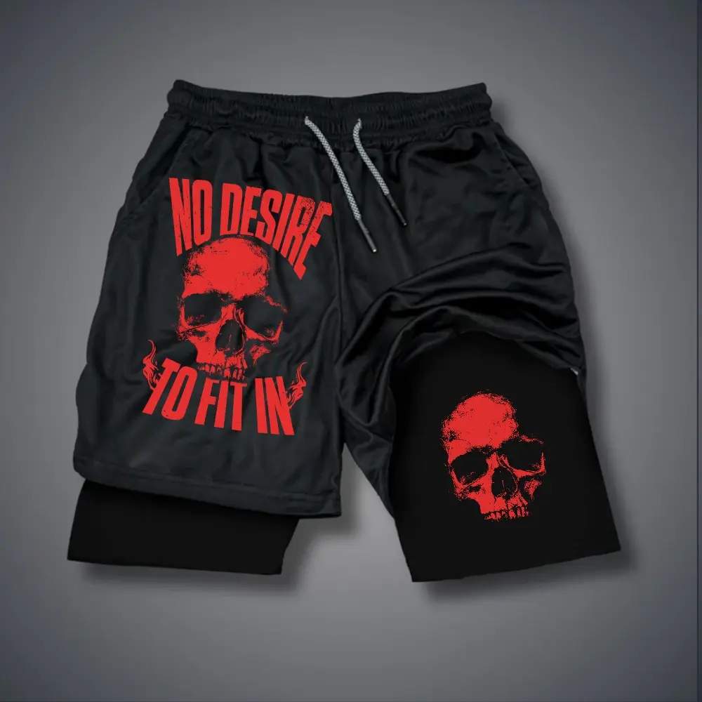 Double-Layer Sports Shorts Graphic Shorts Black Shorts Camo Shorts Streetwear Shorts Men Outfits Men Short Shorts Vacation Outfits Shorts