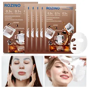 ROZINO Iced Americano Caffeine Face Mask 30g x 5 Sheets Anti-Wrinkle Firming Skin Repair with Caffeine Niacinamide & Glucose Moisture Hydrate Hydrating Lightweight Moisturizer