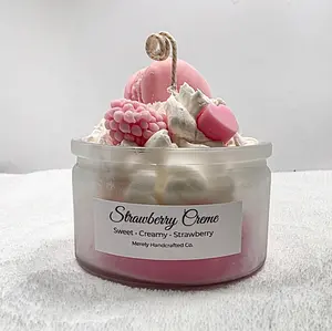 Strawberry Cream Dessert Candle  | Mini 4oz | Sweet Bakery Scent