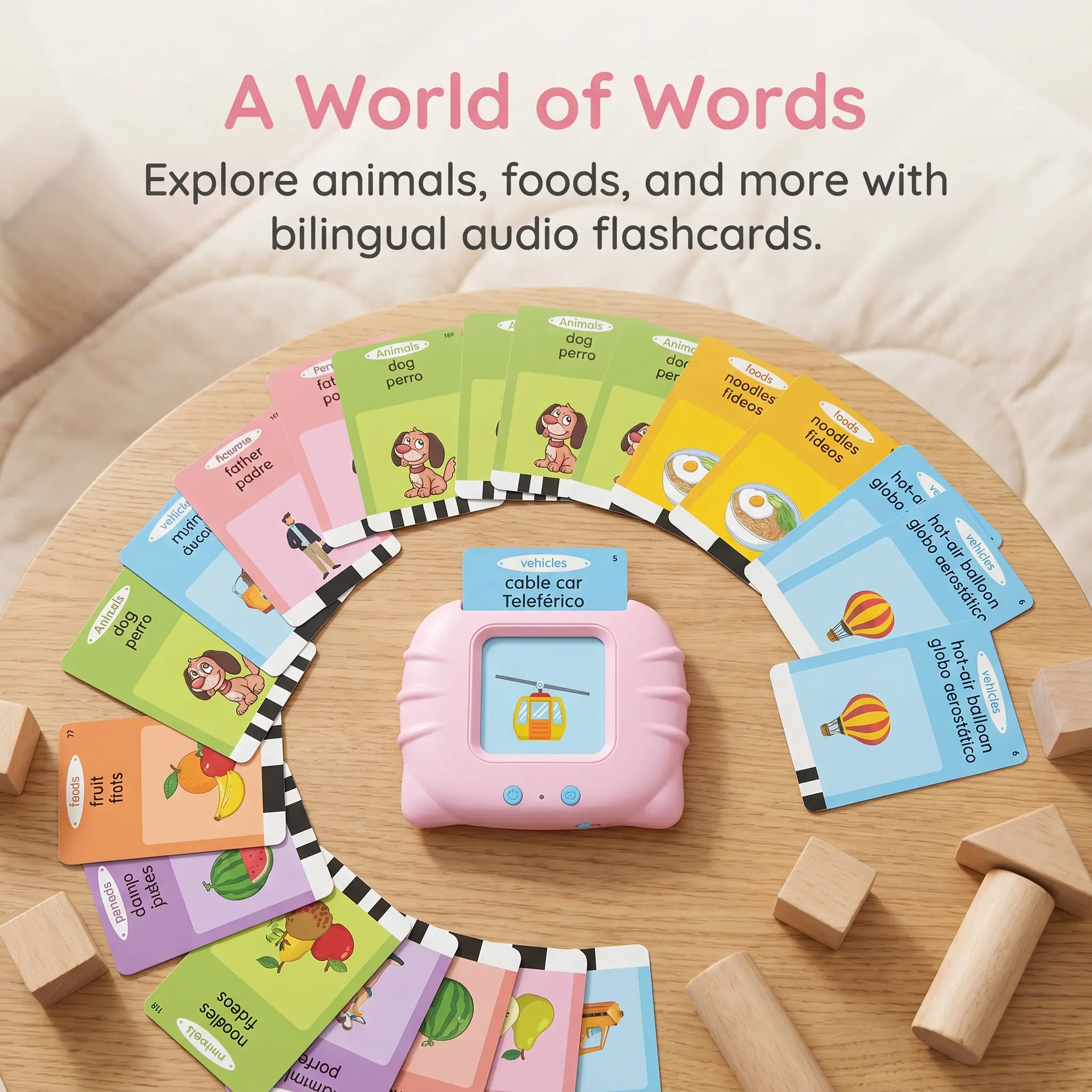 KIDGENIUS Bilingual Flash Cards - 224-Word Musical Talking Toy