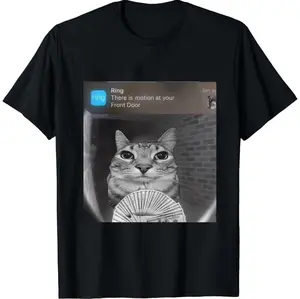 Ring Cat with Motion Meme - Funny Cat Shirt, Parody Tees, Funny Cat, Cat Meme, Meme Shirts, Shitpost Shirt, Silly Shirts Cotton Menswear Oversized Casual Big