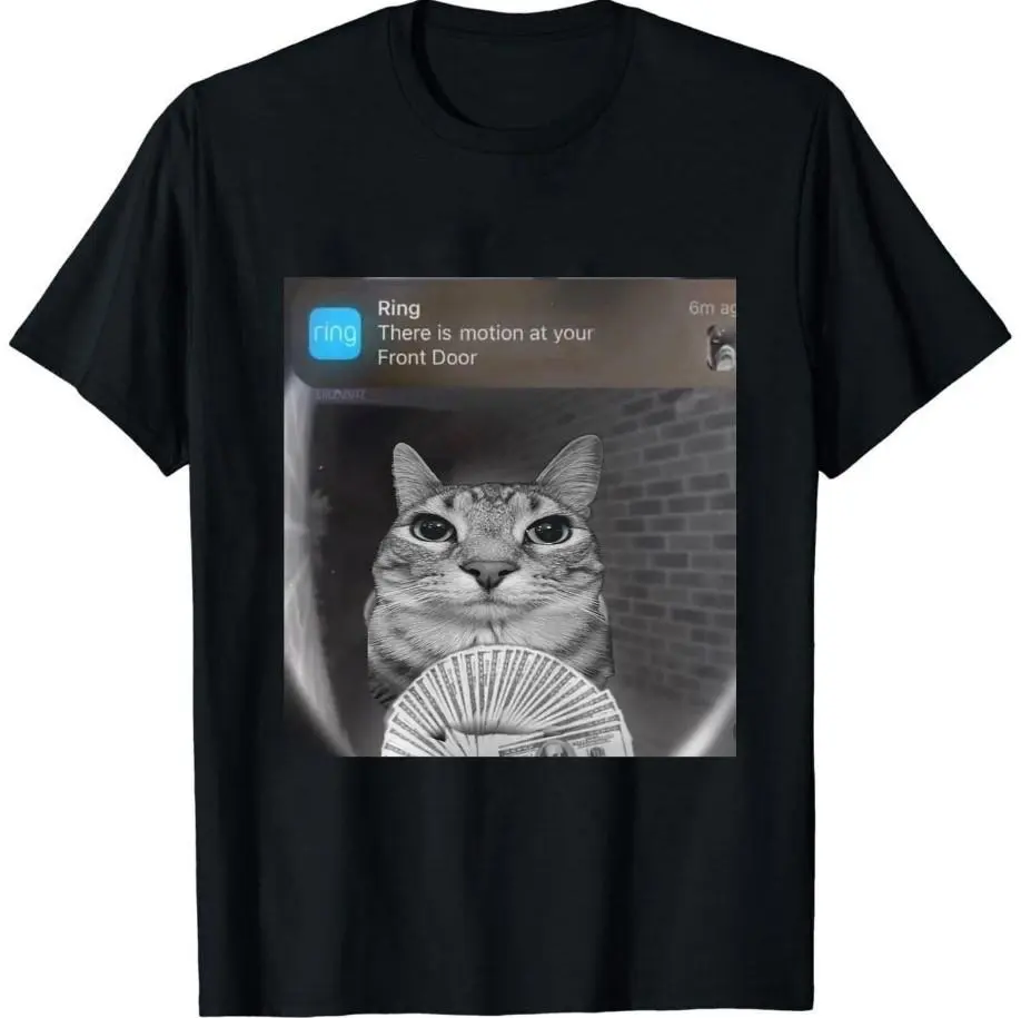Ring Cat with Motion Meme - Funny Cat Shirt, Parody Tees, Funny Cat, Cat Meme, Meme Shirts, Shitpost Shirt, Silly Shirts Cotton Menswear Oversized