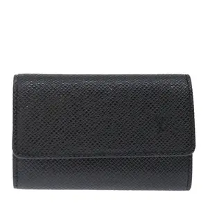 Pre-owned Louis Vuitton Leather Clutches & Wristlets 6 Key Holder Black