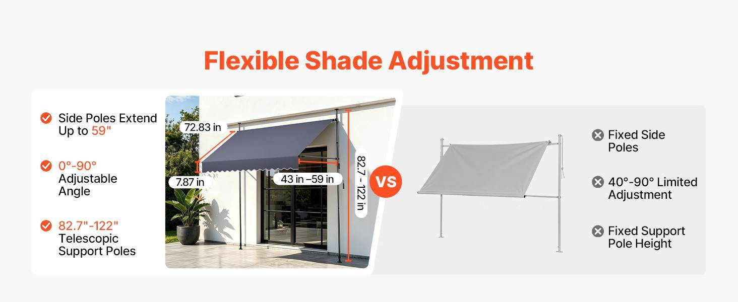 VEVOR Manual Retractable Awning, 98" Outdoor Retractable Patio Awning Sunshade Shelter, Height Adjustable Patio Door Window Canopy with Manual Crank Handle for Backyard, Garden, Balcony, Dark Gray VEVOR Manual Retractable Awning, 98" Outdoor Retractable Patio Awning Sunshade Shelter, Height Adjustable Patio Door Window Canopy with Manual Crank Handle for Backyard, Garden, Balcony, Dark Gray